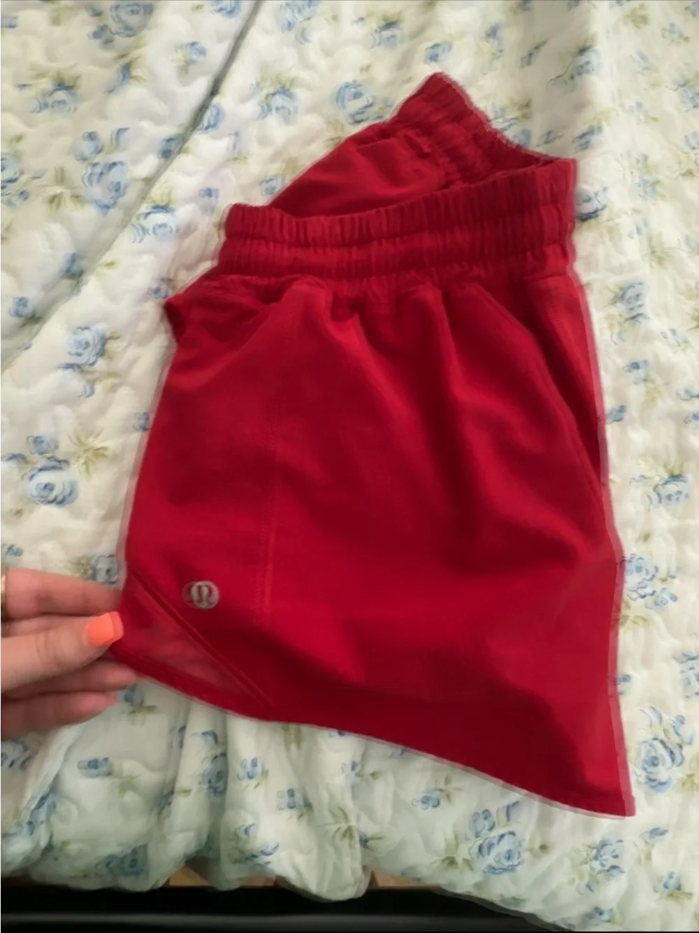 lululemon athletica Red Elastic-Waist Athletic Shorts